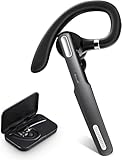 Bluetooth Headset, Wireless Earpiece with Noise Cancelling Microphone for Driving, Single Ear Headphones for Cell Phones, Computer, PC, Long Hours Talking Time for Driving, Online Meetings