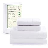 LANE LINEN 100% Organic Cotton Pure White King-Sheets Set 4-Piece Percale Weave Bedding Sheets for Bed Breathable Fits Mattress Upto 15" Deep