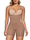 SHAPERX Women's Bodysuit Tummy Control Shapewear Open Bust Thigh Slimmer Seamless Body Shaper,SZ5258-Sienna-S/M