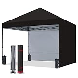 COOSHADE Pop Up Canopy Tent 8x8 with 2 Sidewalls, Outdoor Shade Instant Canopy Tents(Black)