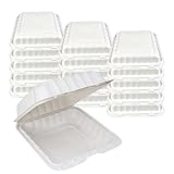 QNP Supplies 150 Pack Recyclable Square Hinged Take Out Food Containers - Microwavable To Go Boxes - Snap Tight Dual Lock Lids with Easy Grip Tabs (9"x9"x3")