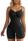 SHAPERX Shapewear for Women Tummy Control Bodysuit Mid Thigh Butt Lifter Body Shaper Shorts, SZ5218-Black-S/M