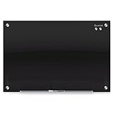 Quartet Magnetic Glass Dry Erase White Board, 24"x 18" Whiteboard, Infinity Frameless Mounting, Black Surface (G9648B-A).