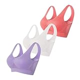 3 Pack Sports Bras for Women, Wirefree Removable Padded Workout Yoga Gym Fitness Bra, 3PC Seamless Women's Underwear