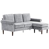 HOMCOM Convertible Sectional Sofa with Reversible Chaise Lounge, Modern Sectional Couch with Wooden Legs, L Shape Corner Sofa for Living Room, Grey