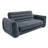 Intex Queen Size Inflatable Pull-Out Sofa Bed Sleep Away Futon Couch, Dark Gray