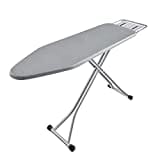 BKTD Ironing Board with Sturdy Steel Frame, Heat Resistant Cover Iron Board with Steam Iron Rest. Adjustable Portable Ironing Board with Non-Slip Feet (13 * 34 * 53 Inches) (Gray)