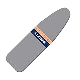 happhom Ironing Board Cover and Pad Extra Thick Heavy Duty Padded 4 Layers, Silver Coated Ironing Board Cover, Non Stick Scorch and Stain Resistant Standard Size 15x54 Inch with Elasticized Edges