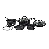 Starfrit The Rock 8PC Non-Stick Cookware set - Durable Forged Aluminum - Oven Safe - PFOA Free - Easy to Clean - Black