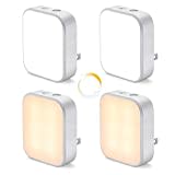 Lomotech Plug-in LED Night Light, 4 Pack Adjustment Lighting White Night Lights, Dusk to Dawn Sensor Nightlight, ETL Certified Night Lamp for Bedroom,Toilet,Stairway,Hallways (Soft White & Cool White)