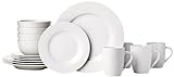 Amazon Basics 16-Piece Dinnerware Set, Plates, Bowls, Mugs, Service for 4, White