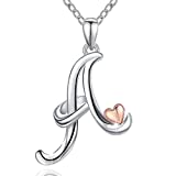 CELESTIA Gifts for Women Sterling Silver Initial Necklaces for Women Letter Pendant A Monogram Necklaces Alphabet Heart Initial Jewelry