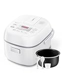 TOSHIBA Rice Cooker Small 3 Cup Uncooked – LCD Display with 8 Cooking Functions, Fuzzy Logic Technology, 24-Hr Delay Timer and Auto Keep Warm, Non-Stick Inner Pot, White