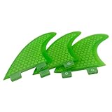 UPSURF Surfboard Tri Fins Double Tabs Honeycomb Fiberglass Fins G5 Size Colorful Surfing fin with Key and Screws (Green)