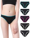 Neione Period Underwear Menstrual Panties Teens Girls Bikini High-Cut Briefs 5 Pack Black S