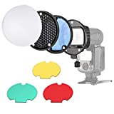 NEEWER Flash Speedlite Accessories Kit with Magnetic Flash Bracket Adapter, Dome Diffuser, Grid, 4 Color Filters for NEEWER Q3 Strobe TT560 NW600 NW620 NW635II NW645II NW665 NW670 NW700 750II, NS-HC