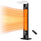 thermomate Carbon Infrared Patio Heater, 1500W Electric Outdoor Heater with Remote, 2 Heating Levels and 24H Timer, Tip-over Protection & IP55 Rated for Porch, Decks, Backyard, Restaurant & Garage