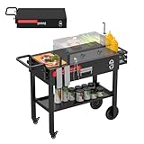 AJinTeby Portable Grill Table, Outdoor Grill Stand for Blackstone Griddle Ninja Grill, Folding Movable Kitchen Cooking Prep BBQ Cart with Wheels, Outdoor Grill Cart Grill Station for 17"/22" etc.