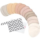 14-Pack Organic Nursing Pads - Washable Breast Pads for Breastfeeding, Nursing Bra Nipple Pads for Breastfeeding, Pumping Bra Reusable Breast Pads, Maternity Breastfeeding Bra Pads (Neutrals, L 12cm)