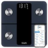 Vitafit Smart Bathroom Scale Body Weight, Weight Scale Professional Factory Since 2001, App Sync 13 Body Composition Including BMI, Body Fat and Muscle, 400lb in 0.1lb Precision, White LED, Black