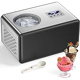 Ice Cream Maker with Compressor 2.1 Quart Automatic Ice Cream Maker Machine with Compressor 3 Modes Electric Ice Cream Maker No Pre Freezing Stainless Steel LCD Digital Display Timer Sorbet Maker