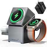 ZEEHOO Wireless Charging Station, CubeTrick-X Qi2 15W Fast Charger Compatible with MagSafe, for Apple Watch Charger, for iPhone16, 15, 14, 13, 12 Series, AirPods (30W USB-C Charger Included)