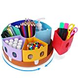 Gamenote Rotating Art Supply Organizer Lazy Susan Office School Supplies for Kids Desk Organizers and Storage Homeschool Craft Caddy Classroom Organization (Large)