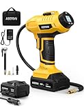 AstroAI Tire Inflator Portable Air Compressor 20V Max Rechargeable Battery Powered 160PSI Cordless Handheld Air Pump with 12V Car Power Adapter Digital Pressure Gauge for Cars Motorcycles (Yellow)