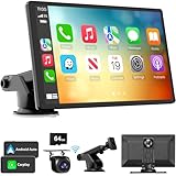 Laviay Wireless Carplay Touchscreen with 4K Dash Cam, Portable 9'' Apple Carplay & Android Auto Car Stereo, Car Play Car Audio Receivers with 1080p Backup Camera, GPS Navigation, Bluetooth