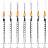 100 Pack 1ml 25Ga Lab Dispensing Syringe Tool, Industrial and Scientific Lab Consumables for Refilling, Measuring Liquids, Experiments Research