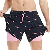 MaaMgic Mens Swim Trunks with Compression Liner 2 in 1 Swimming Shorts Stretch 5.5" Quick Dry Bathing Suits