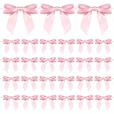 50pcs Twist Tie Bows, Gift Wrap Bows Ribbon Bows Mini Bow for Wedding Party Bridal Shower Teachers Day Wrapping Treat Bag Present Craft Party Decorations(Pink)