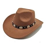 Willheoy Cowboy Hat for Men Women Western Cowgirl Hats Felt Fedora Hat Cowboy Chapeau Halloween Costume (CA/US, Alpha, Medium, Khaki)