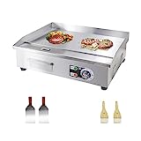 ExGizmo 22" Commercial Electric Griddle,Electric Countertop Flat Top Griddle,110V 1600W Electric Flat Top Grill,Non-Stick Restaurant Teppanyaki Stainless Steel Grill,Adjustable Temperature Control