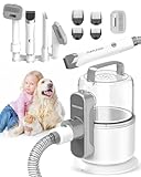 Simple Way Dog Grooming Vacuum, 6 in 1 Pet Grooming Vacuum with 3 Suction Mode and Large Dust Cup, Dog Vacuum Brush for Shedding Grooming and Pet Grooming Kit for Dog Hair at Home (White)