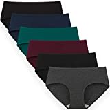 INNERSY Women's Mid Rise Tagless Plain Color Full Coverage Cotton Hipster Panties 6-Pack (L, Dark Vintage)