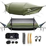 Night Cat Flat Lay Hammock Tent with Mosquito Net Waterproof Rainfly Storage Room for 1 Person Backpacking Hiking Camping Lightweight 440LBS