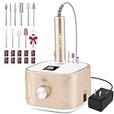 Kredioo Nail Drill Machine for Gel Acrylic Nails, 35000RPM Electric Nail File Professional Ongle E-drills with 11 Bits Manicure Pedicure Care Nails Kit for Gel Polish Remover Home Salon Tools-Gold