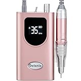 Delanie Professional Nail Drill for Acrylic Nails, High Torque 35,000 RPM Rechargeable Electric Nail File for Acrylic Nails, 2,000mAh, LCD Display, High Speed, Low Heat, Low Vibration Rose Gold