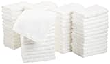 Amazon Basics Fast Drying, Extra Absorbent, Terry Cotton Washcloths-Pack of 60, White, 12 x 12-Inch