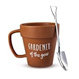 Upper Midland Products Gardener Mug Coffee Plant Novelty Ceramic Mug & Shovel Spoon Gifts for Gardener Women, Man, Son & Daughter present for Nature Lovers, Holidays, Birthday Gifts