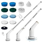 NanoMin 13 in 1 Electric Spin Scrubber, Power Electric Cleaning Brush with Extension Handle, Bathroom Accessories Set with 11 Replaceable Brushes for Toilet, Tub, Kitchen, Floor