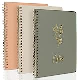 ZICOTO Aesthetic Spiral Notebook Set of 3 For Women - Cute College Ruled 8x6 Journal/Notebook with Large Pockets And Lined Pages - Perfect Supplies to Stay Organized at Work or School