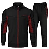 YSENTO Men's Tracksuits Set Outfits 2 Piece Jogging Suits Warm Up Running Track Sets Sweatsuits Black XL