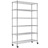 BestOffice 6 Tier Wire Shelving Unit Heavy Duty Metal Shelves Organizer Heavy Duty Storage Unit Wire Rack Commercial Grade Utility for Bathroom Office 2100LBS Capacity-18x48x82,Chrome