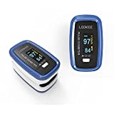 LOOKEE LK50D1 Deluxe Fingertip Pulse Oximeter | Proudly Canadian | Finger SpO2 Blood Oxygen Saturation Monitor with Auto Rotate OLED Display Plethysmograph Waveform & Pulse Graph | Batteries Included