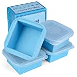 Kinggrand Kitchen 2 Cup Silicone Freezer Trays with Lid 4 Pack Silicone Freezer Molds soup freezer containers Make 4 Perfect Soups, Broths, Stews, Sauces, Curries