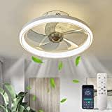 LMiSQ Modern Ceiling Fans with Lights Reversible Fan with Remote 50CM Smart Ceiling Fan Lighting Timing 6 Speeds Low Profile Ceiling Fan with Light Dimmable LED Fan Light 48W Flush Mount for Bedroom