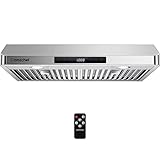 AMZCHEF Under Cabinet Range Hood 30 Inch, 700CFM Stainless Steel Kitchen Stove Vent Hood 3 Speed Exhaust Fan Touch/Remote Control LED lights Time Setting Dishwasher-Safe Baffle Filters