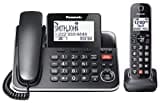 Panasonic DECT 6.0 2-in-1 Corded/Cordless Phone with Answering Machine, Advanced Call Block (1,000 Numbers), and Talking Caller ID - 1 Cordless Handset - KX-TGF870CB, Black